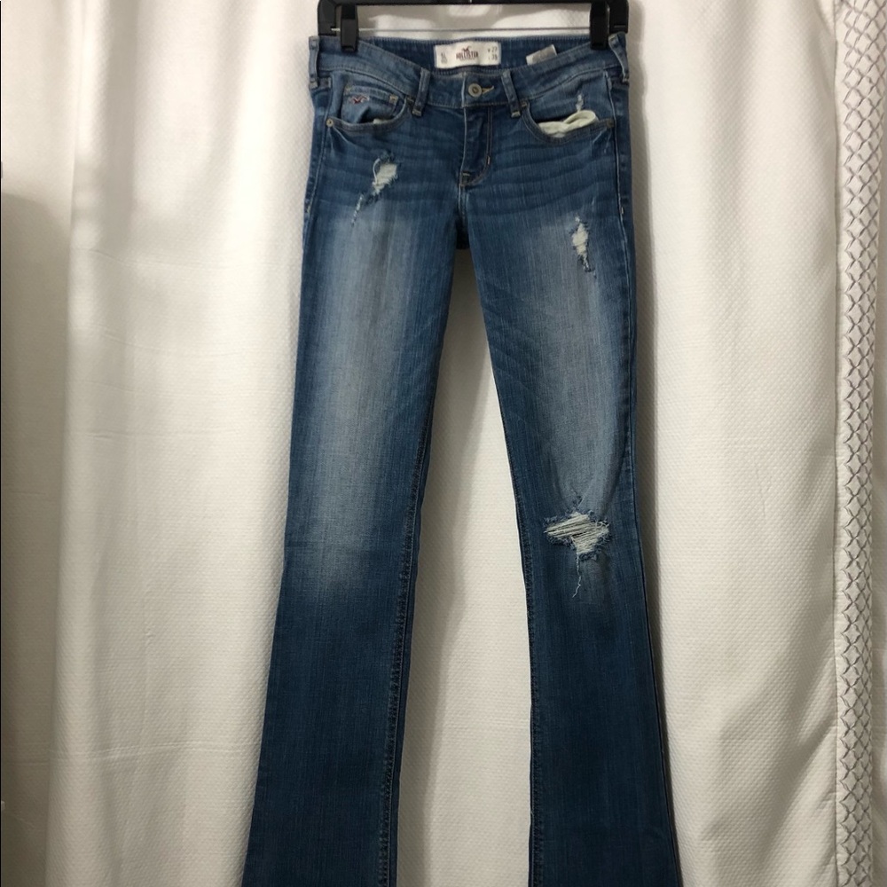 Hollister Distressed Low Rise Wide Leg Jeans
